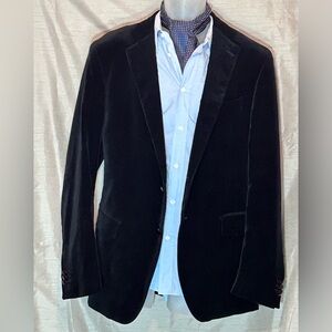 ETRO Milano Italy Mens  Black 2 Button Velvet Sport Coat Jacket Gorgeous 44